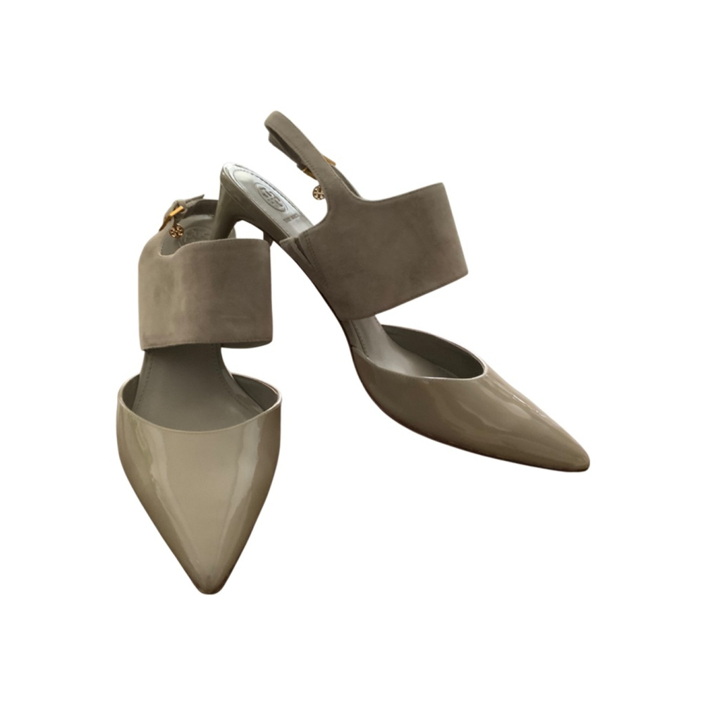 Tory Burch Ashton 65mm Leather Slingback Sandal Dust Storm 10.5 - Picture 2 of 8